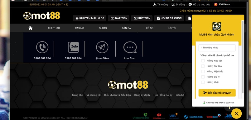 Dịch vụ hỗ trợ khách hàng có tại nhà cái Mot88 dành cho người chơi